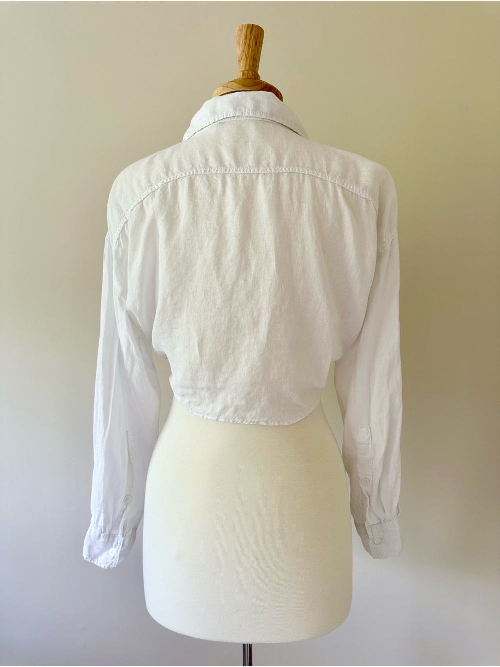 Zara White 100% Linen Blend Tie Front Cropped Shirt Top Size Small - Picture 4 of 4